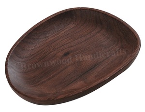 アカシア木制トレイ楕円形手作り15mm厚インド輸出業者オンライン - Product Image 6