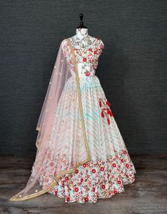 אופנתית georgette הודי בנות lehenga <span class=keywords><strong>choli</strong></span> אוסף חדש טרנדי רקמה כבדה רצף עבודה חתונה