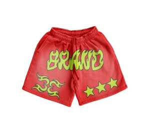 Personalizado Verão Espuma Impressão Shorts Cortar Sew <span class=keywords><strong>String</strong></span> Sun Fade Bleach Pedra Vintage Angustiado Acid Wash Shorts Homens