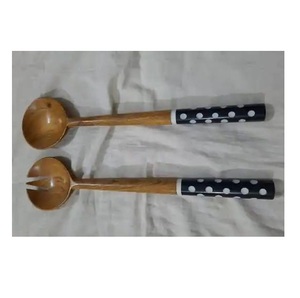 Hochwertiger runder Holz löffel mit Gabel griff für Suppe und Salat Party Küchen artikel Küchen geschenke Niedriger Preis