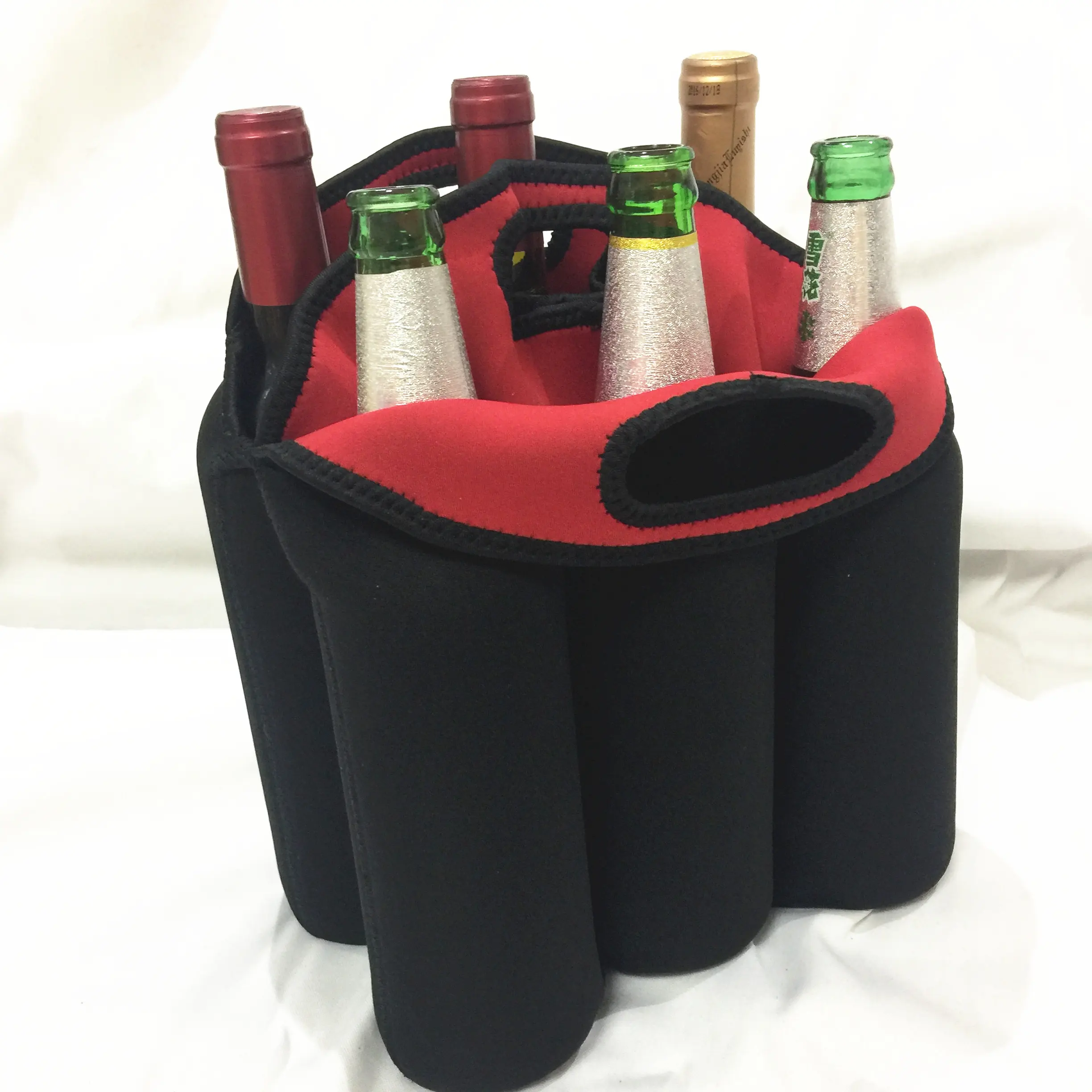 Factory Made Practical Recyclable Neoprene 6 Bottle Beer Carrier Carry Cooler Bag for 6 bottle bears wine