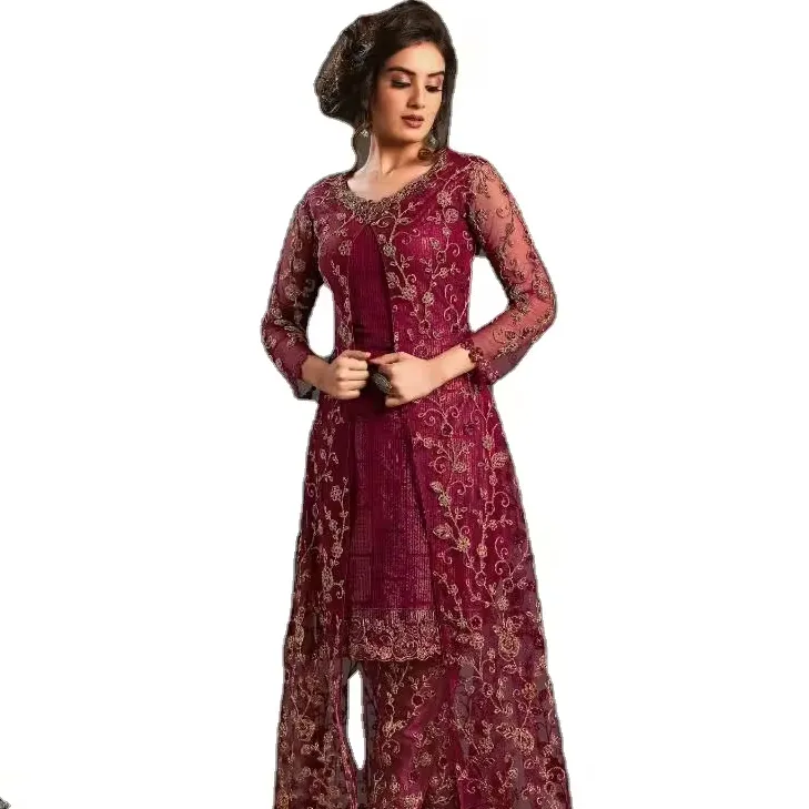 New arrival heavy fully worked salwar kamiz suit with attach koti for girls party wear Indian wedding ladies