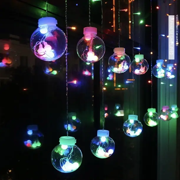 Lâmpada De Natal Levou Janela Cortina String Luz Desejo Bola Garland Árvore Decorações Ao Ar Livre Bauble String Lights