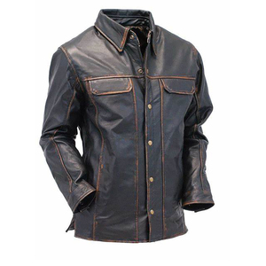 <span class=keywords><strong>Design</strong></span> personalizado Homens Camisas De Couro Desgaste Casual Alta Qualidade Preço Homem Camisa De Couro Marrom Para Venda fácil de usar camisas dos homens