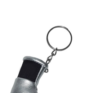Personalizado Mini PU Leather Boxing Luvas Keyring com PVC Aço Inoxidável Prata Cor Keyring Melhor Presente para Boxer