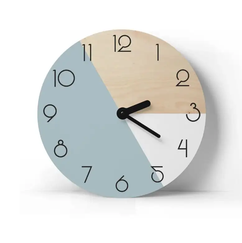 ساعة أبيض وأزرق باستيل ساعة حائط هندسية مزينة بالأرقام بتصميم منتصف القرن العشرين هدية حائط حديثة بتصميم عصري بتصميم منتصف القرن العشرين