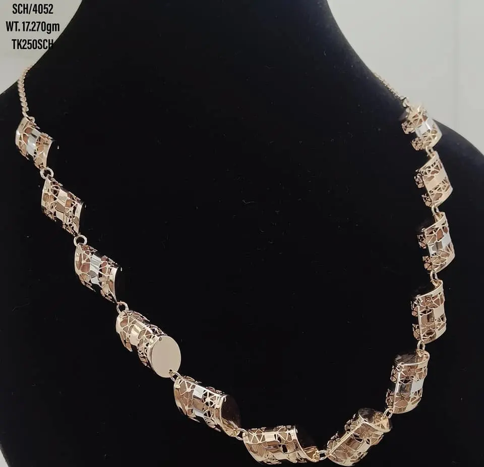 Collar de peso ligero con filigrana, Collar de plata chapado en oro rosa, suministro directo de fábrica indio a precio barato