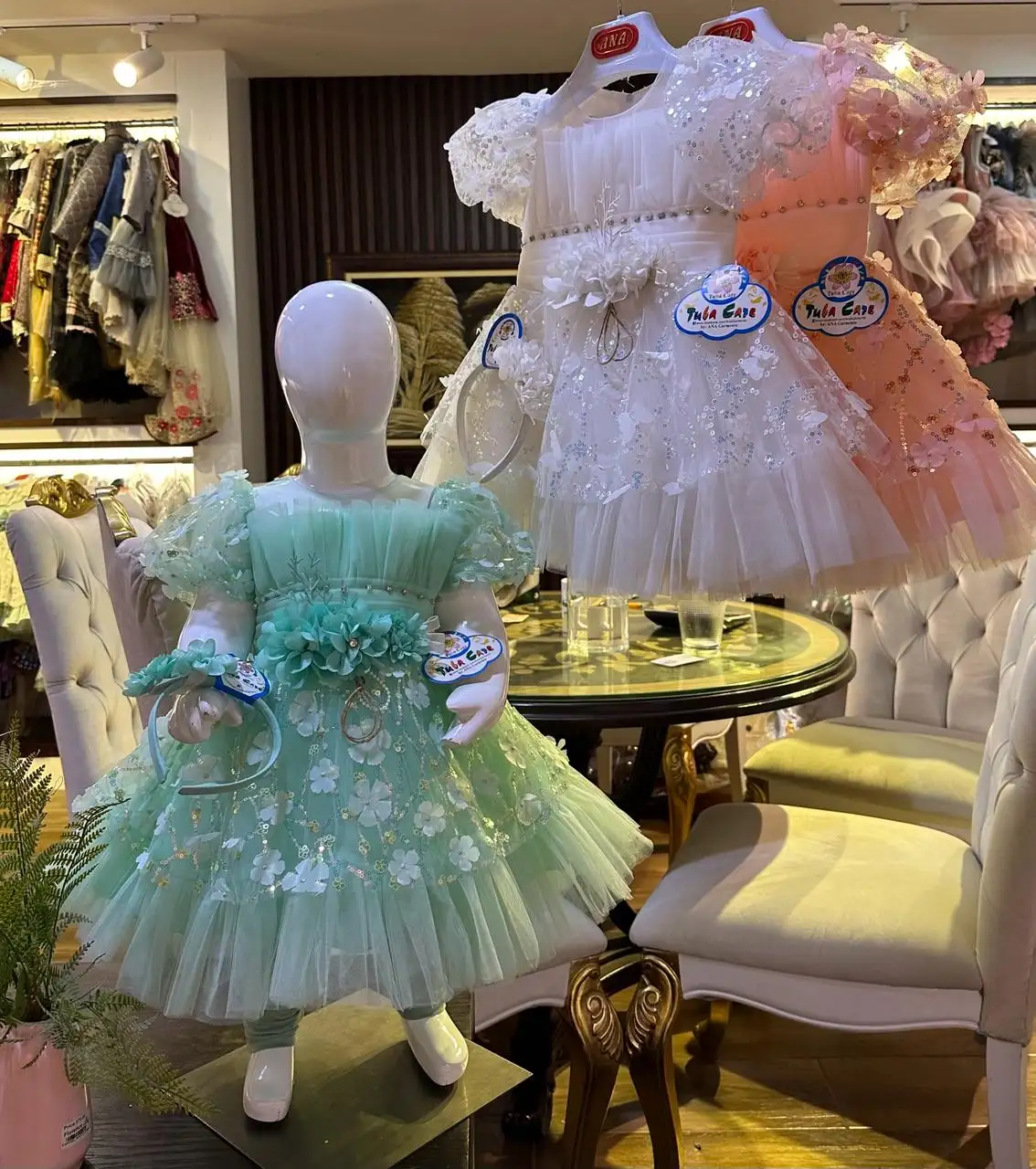 Colección de verano nuevo vestido de princesa para niños vestido de novia para niña vestido de noche bordado