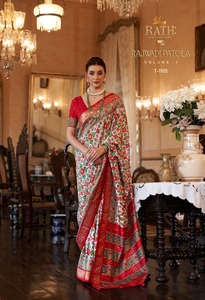 Tasarımcı düğün kıyafeti Rajwadi pürüzsüz Patola ipek Saree tasarımcı iş sınırında ve çekici Pallu üreticisi - Product Image 3