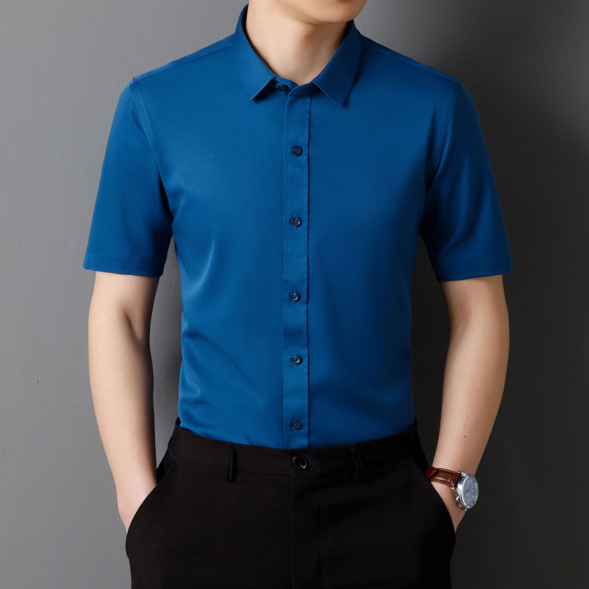 Stretch short sleeves-dark green
