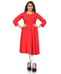 <strong>Designer</strong> <strong>Kurta</strong> With Embroidery Work Regular Sleeve Boat <strong>Neck</strong> New <strong>Designer</strong> Lowest Price ,market Surat Gujrat Ethnic Garment Apparel - Product Image 4