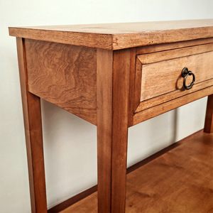 โต๊ะคอนโซลไม้แข็งสีน้ำตาลเข้มพร้อมลิ้นชักเก็บของ3ช่องตู้ห้องโถงแบบวินเทจสำหรับห้องนั่งเล่นเฟอร์นิเจอร์โรงแรม - Product Image 4