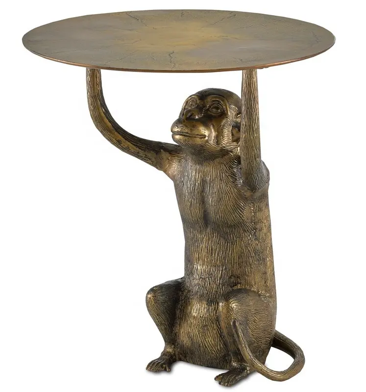 Tabela lateral do macaco redondo de bronze antigo, melhor venda de design criativo para casa, sala de estar e móveis do quarto, melhor preço