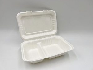 Alta Qualidade Natureza-Friendly 9 Polegada x 6 Polegadas Recipiente De Garra De Papel 2 Compartimentos Melhor Preço para Alimentos Sustentáveis para Batata