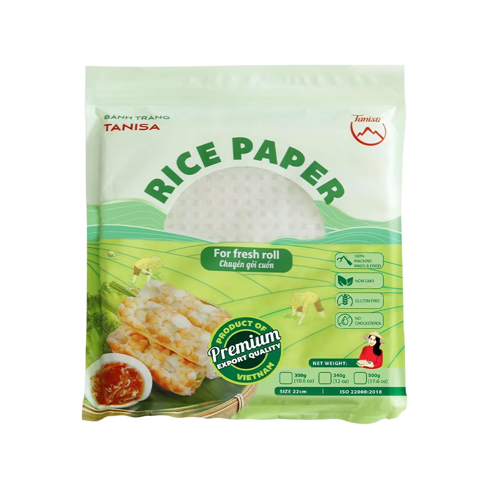 Papier de riz blanc ordinaire de qualité supérieure, parfait pour tous les types de recettes d'emballage et de rouleaux (papier de riz rond, carré, triangle)