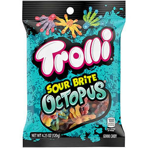 Pour Trolli Sour Brite Octopus 120g Emballage en vrac de bonbons aromatisés au yaourt avec décorations enduites - Product Image 1