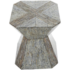 Büyüleyici benzersiz karmaşık tasarım yönlü egzotik şekil Capiz kakma anne inci yan masa dışkı - Product Image 4