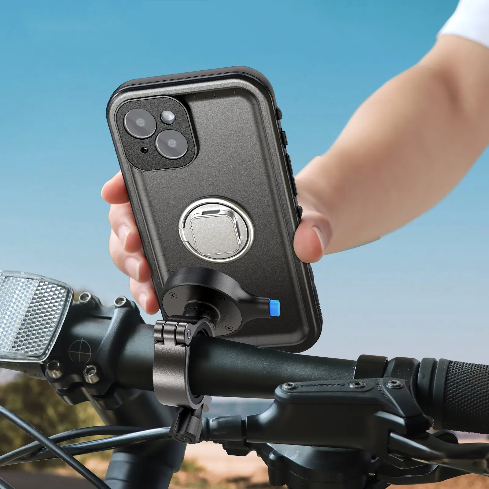 ที่ยึดกับจักรยานพร้อมเคสกันน้ำสำหรับ iPhone 14,ที่วางโทรศัพท์สำหรับมือจับจักรยานกันน้ำสำหรับ iPhone 14