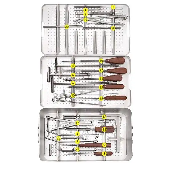 Juego de instrumentos de fragmentos pequeños, placa de trauma LCP, instrumento ortopédico de bloqueo autorroscante, juego de columna vertebral