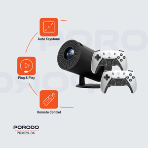 جهاز عرض الألعاب Porodo 4K <span class=keywords><strong>Android</strong></span> 11 5G اتصال مع تحكم Keystone و Gamepad التلقائي - Product Image 3