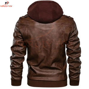 最佳价格质量兜帽皮夹克定制男士时尚皮夹克巴基斯坦制造时尚皮夹克 - Product Image 5