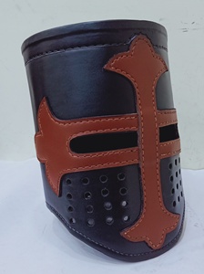 Thời Trung Cổ hiệp sĩ Templar trang phục áo giáp với mũ bảo hiểm Mặt da màu đen & Nâu chéo địa điểm sát thủ thủ công kim loại - Product Image 3