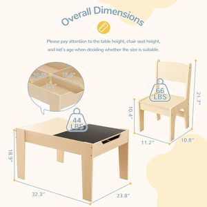 Sanat ve el sanatları ile 4 in 1 çocuk masa depolama yürümeye başlayan masa ve sandalye 2-5 yaş için 2 tersinir kara tahtaları ile - Product Image 6