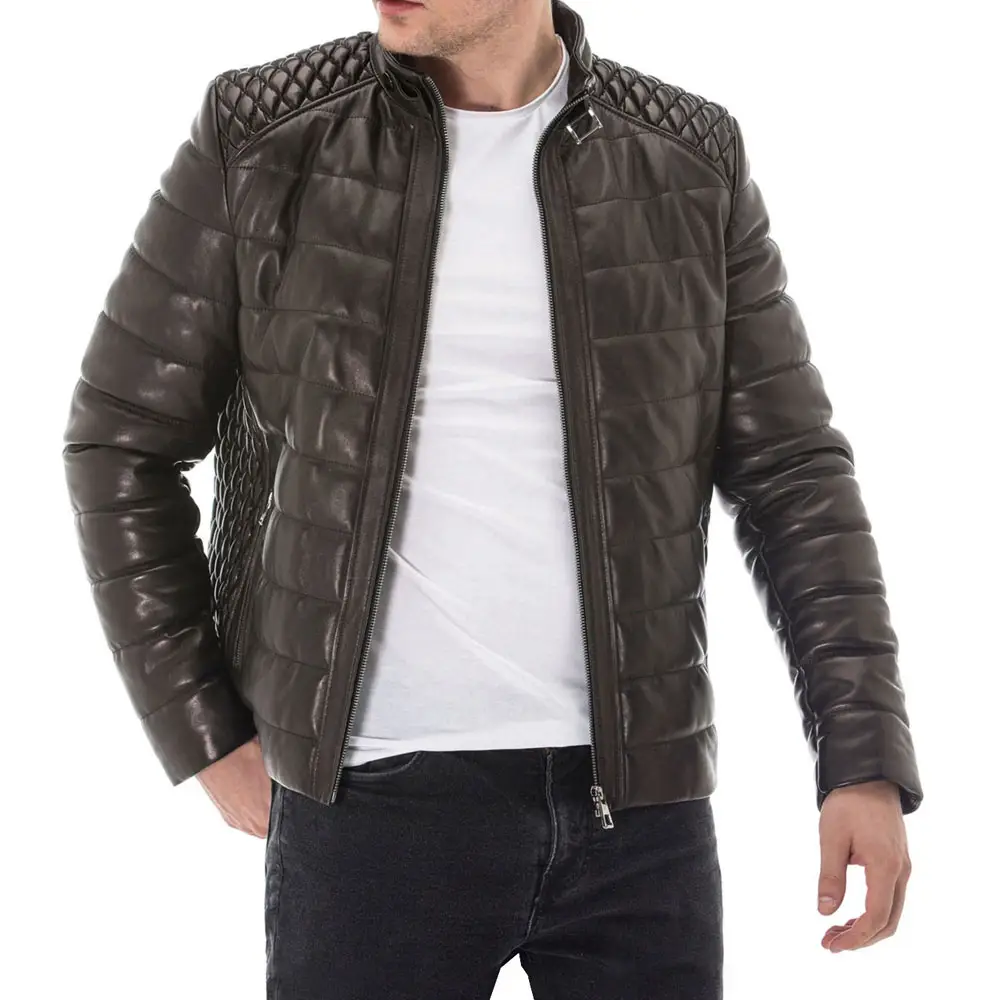 Prix raisonnable, veste en cuir confortable, coupe cintrée, mode homme