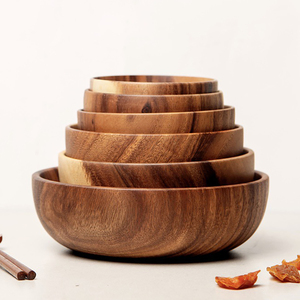 Akasya ahşap büyük kase hizmet için gıda sınıfı mutfak tasarruf salata meyve akşam yemeği masa ekran ve Centerpiece HHO için Ideal - Product Image 3