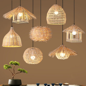 İskandinav tasarımcı mutfak yemek odası ev dekor aydınlatma kolye tavanda asılı  ışık modern bambu rattan led kolye ışık - Product Image 3