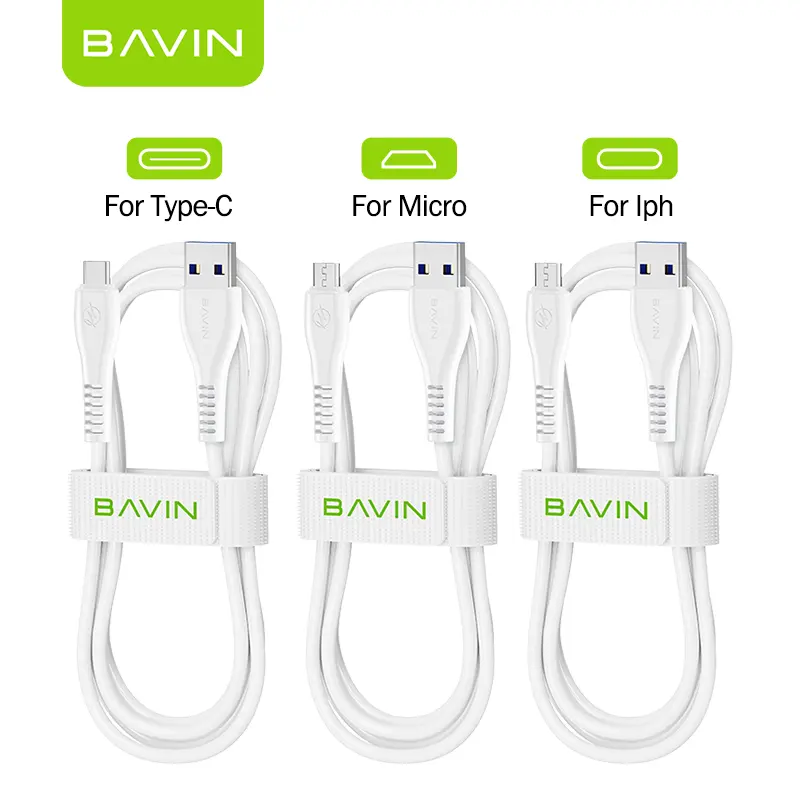 BAVIN OEM CB195 Carregador rápido para celular tipo C Micro Fio Android Cabo de dados USB de carregamento rápido