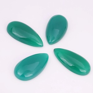 AAA sınıf doğal yeşil oniks armut şekli Cabochon kolye temmuz Birthstone takı yapımı kalibre boyutu gevşek taş - Product Image 3