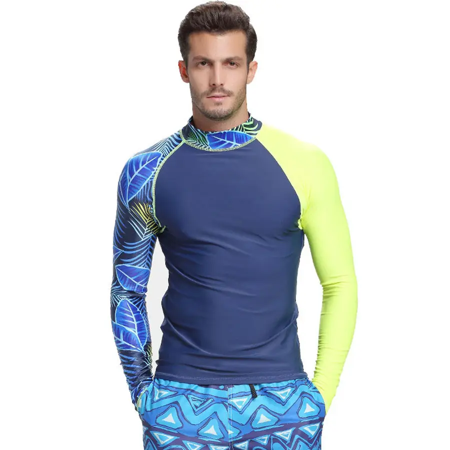 Breathable 100% Polyester Material Sublimated Blank Men Rash Guards Long Sleeves Men Rash Guard