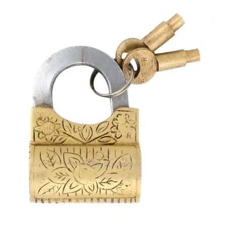 Alta Qualidade Handmade Brass Floral Design Handcuff Lock Com 2 Key Porta Principal Porta Do Armário Modern Security Lock LC-57 Wholesale