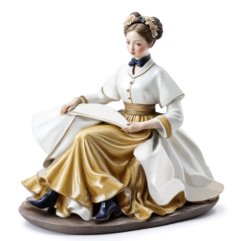 OEM hecho a mano europeo occidental chica porcelana figura decoración estatua personalizada exquisita cerámica hermosa chica figuritas regalo