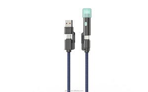C1 100W 4-in-1 Multi-<strong>Function</strong> Type-<strong>C</strong> USB Charging Cable High Quality 1.5M Pure Copper Braided Wire Lighter Data Cable - Product Image 3