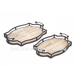 Wooden Material <strong>Rectangle</strong> Shape Sets of 2 Serving <strong>Tray</strong> Fancy Style <strong>Handmade</strong> High Quality Home Accent Decorative <strong>Tray</strong> - Product Image 3