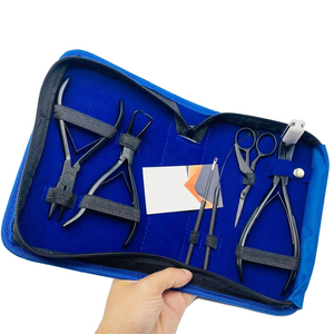 Kit de herramientas de extensión de cabello negro, alicates, Kit de bucle de gancho para eliminación de cuentas de microanillos y kit de alicates multifunción de 2 agujeros - Product Image 1