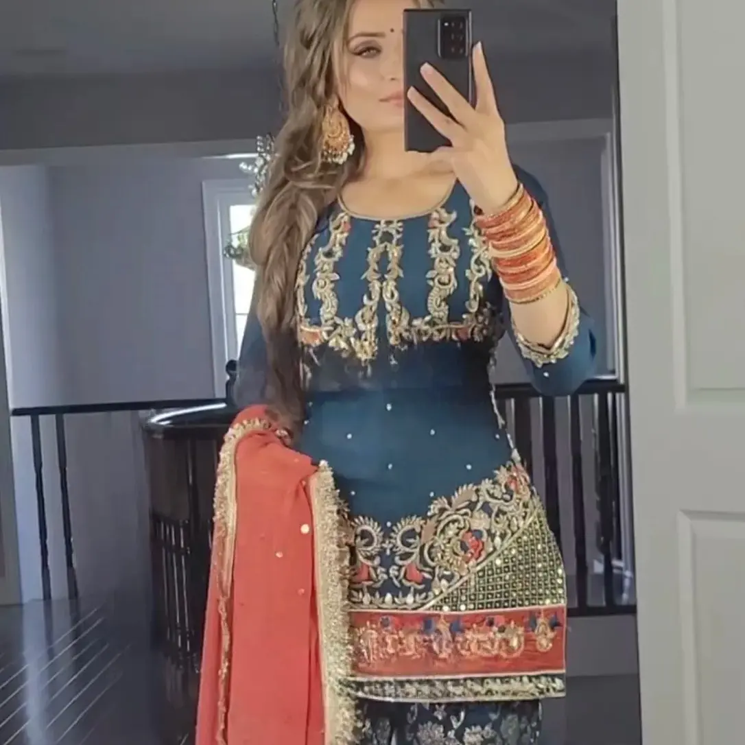 FULPARIA wesome Calidad paquistaní e indio Straight Sharara kameez trajes diseñador étnico pakistaní Traje