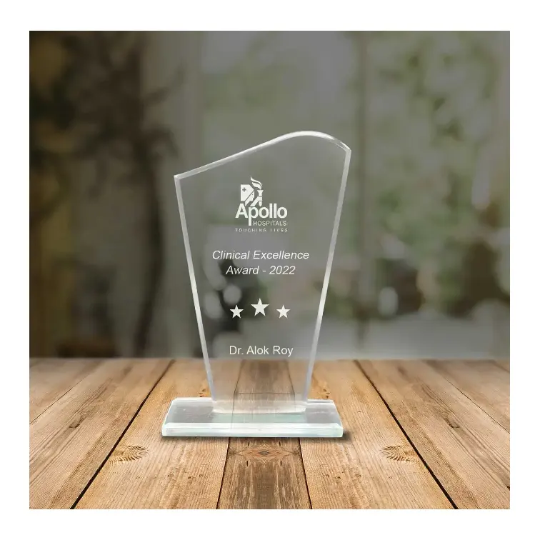 Apollo Clinical Excellence Awards 2024 Hot Sale Glass Crystal Plaque Awards Souvenir Gift Of Promotion For Excellence Job