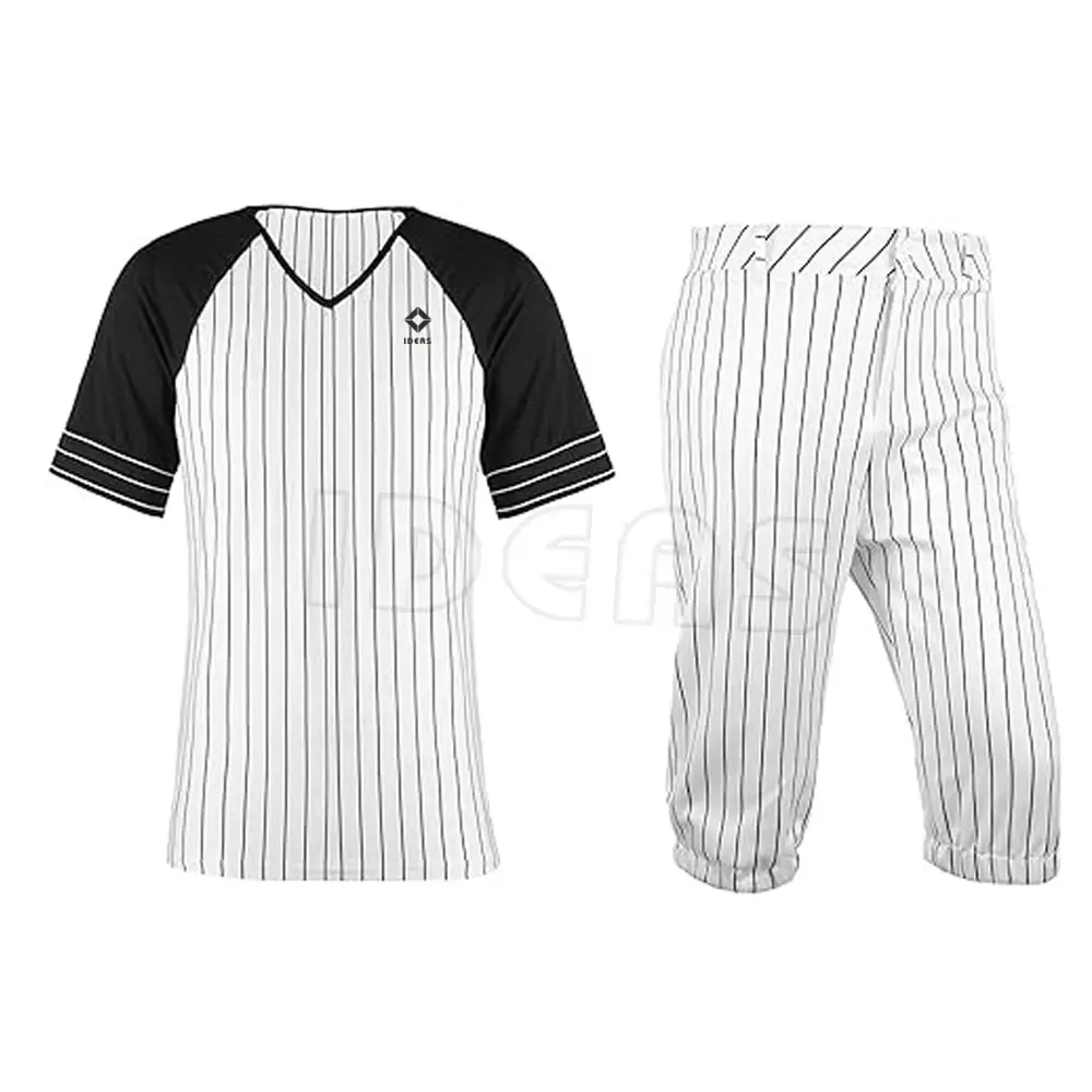 Maglia da Baseball personalizzata con stampa personalizzata del nome della squadra Logo bianco gessato bianco scuro uniforme sportiva blu scuro