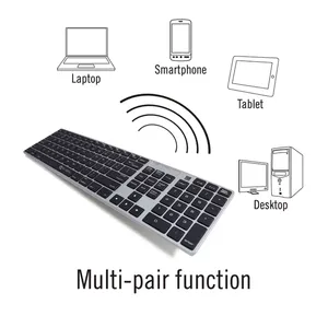 Teclado inalámbrico de tamaño completo de perfil bajo conmutable multidispositivo con operación de tijera numérica idiomas hebreo italiano - Product Image 4