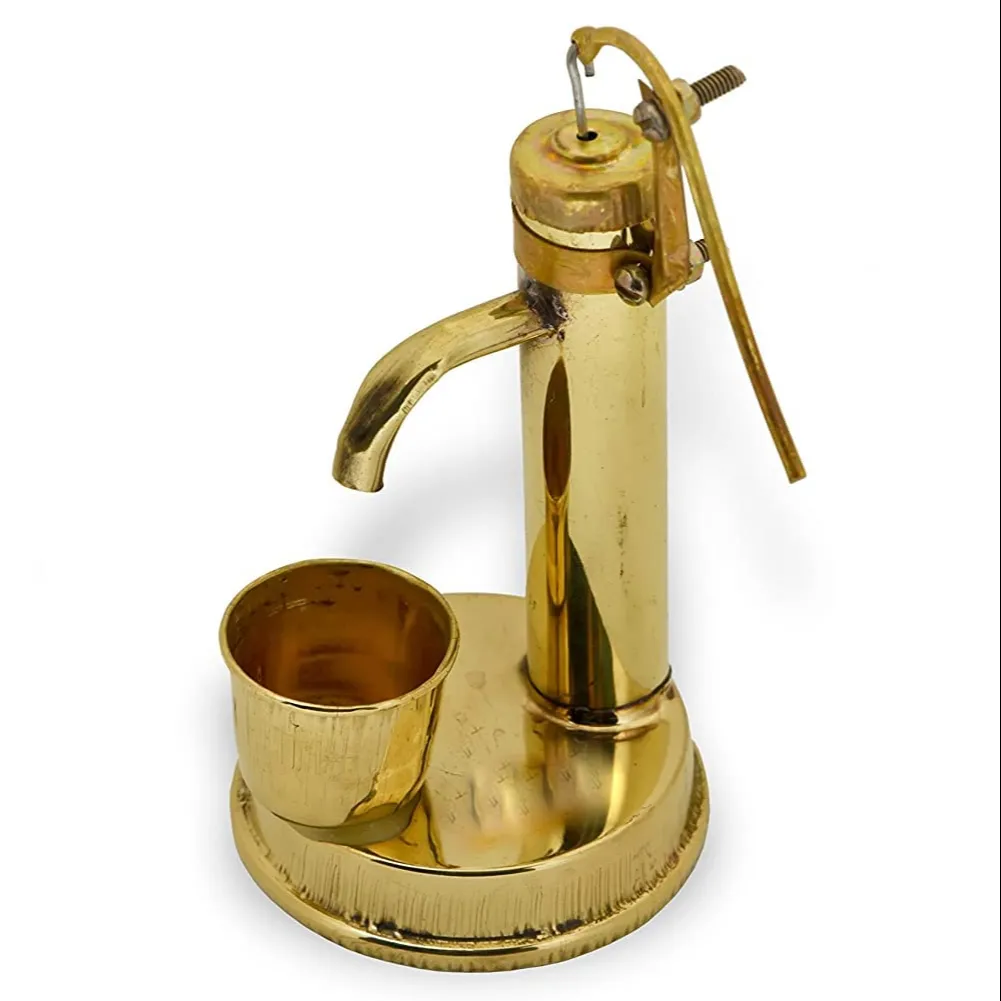 Luxo Brass Hand Pump pequenas peças home mesa decoração artesanato escultura metal ouro latão decorativo escritório escultura itens