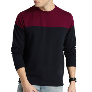 Basics Cotton Blended Oversized Crewnecks Fleece Color <strong>Block</strong> Pullover Custom Sweater Men's Hoodies Crewneck Sweatshirt for Men - Product Image 1