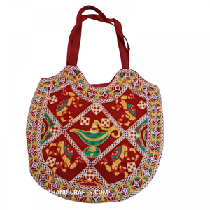 レディースファッションコットンキャンバスデザイナーラクダプリント刺繍入りGujratiイブニングパーティーショルダーハンドバッグBG-3505