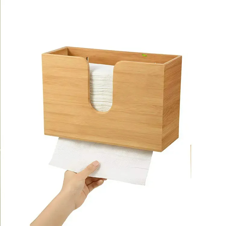 Оптовая продажа, небольшой экологически чистый настенный держатель для туалетной бумаги, коробка для туалетной бумаги, диспенсер для салфеток из бамбука, держатель для салфеток
