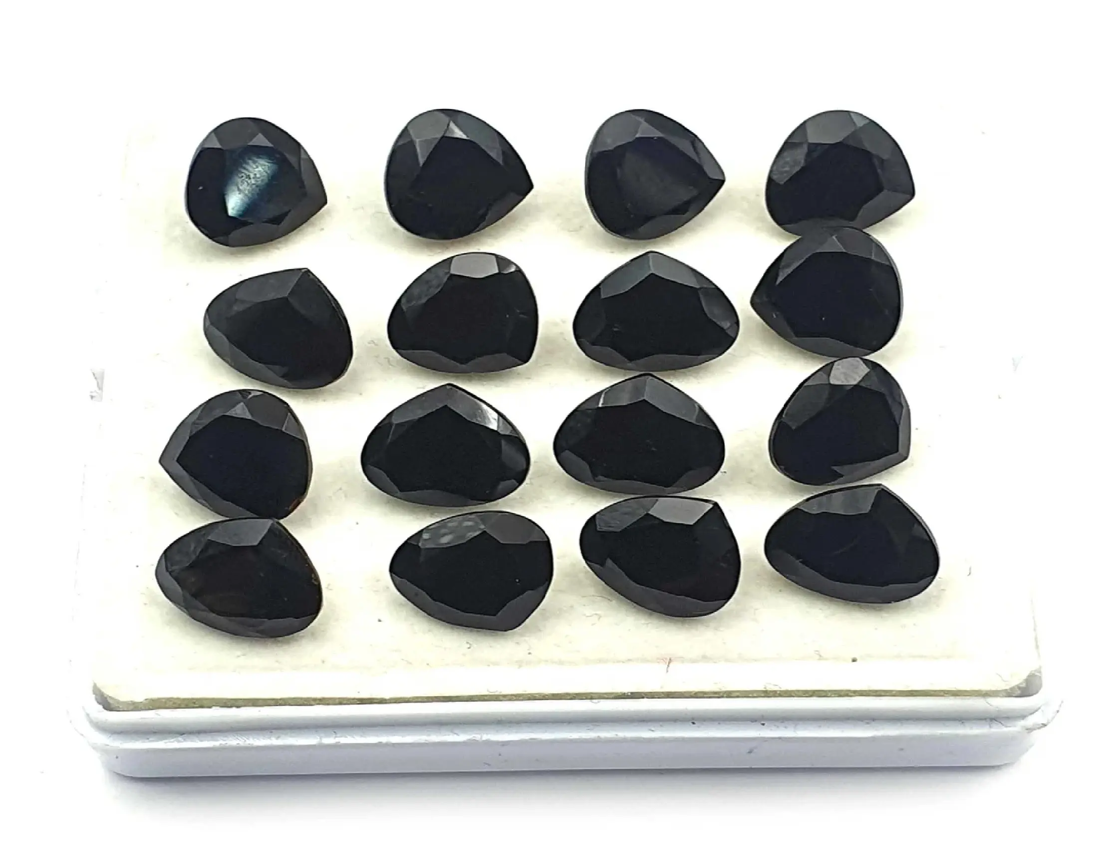 Piedra preciosa suelta cortada en corazón de ónix negro Natural para joyería cristal curativo cabujón de todas las formas