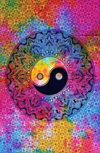 Ombre Yin Yang Boho psychedelic in TIE DYE Mandala Thảm trang trí cửa sổ bông cho phòng khách Ấn Độ Anime tường - Product Image 3