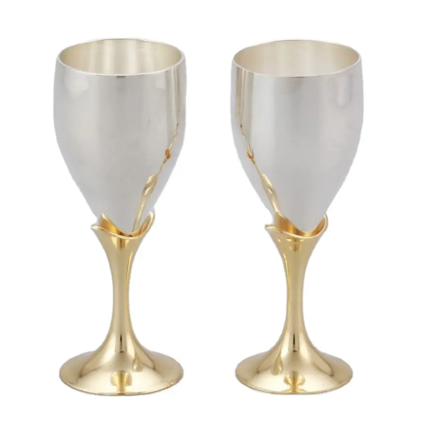 Compre mais recente design de vidro de aço inoxidável goblet, prata haste de vinho