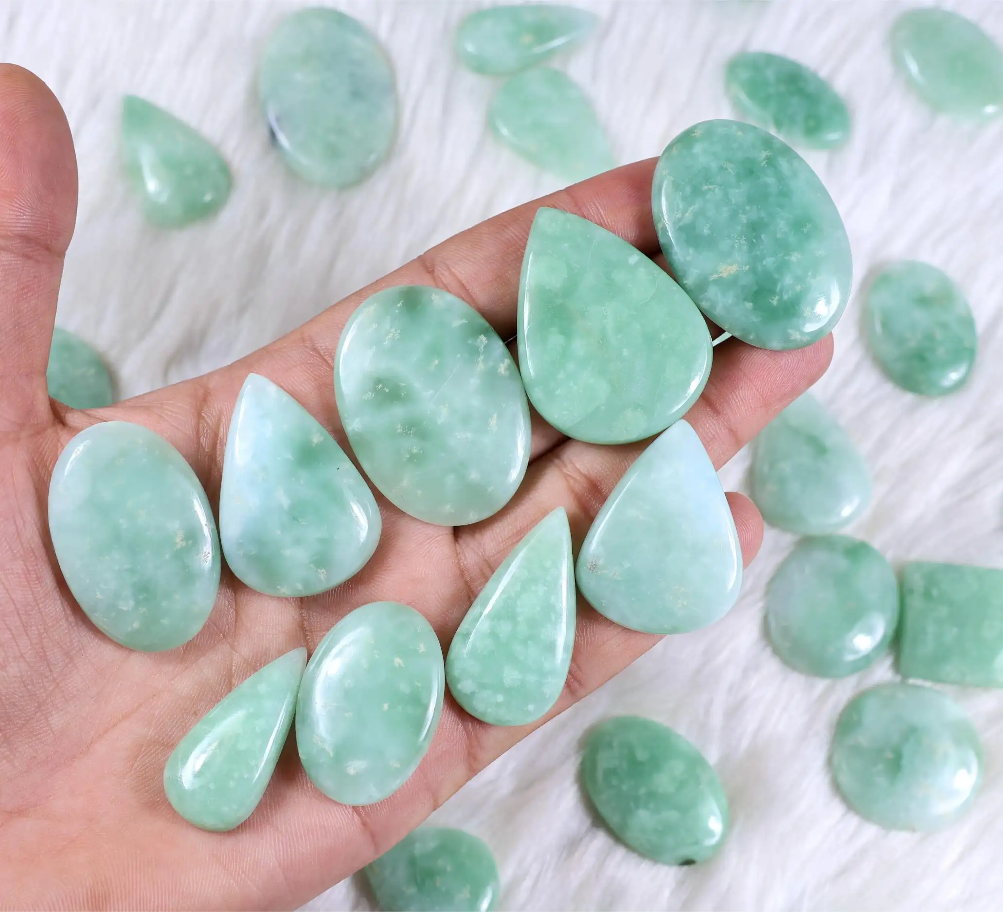Preciosos cristales de piedras preciosas de hemimorfita verde a granel, cabujón de hemimorfita de piedra plana, lote al por mayor, mejor precio, piedra semipreciosa